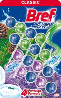 Papírenské zboží - Bref Power Aktiv Borovice WC blok 2 x 50 g + Levandule WC blok 2 x 50 g