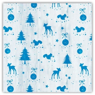 Papírenské zboží - Balící papír vánoční 70x100cm modrý s veverkou [1 list]