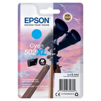Papírenské zboží - Epson originální ink C13T02W24010, 502XL, T02W240, cyan, 470str., 6.4ml, Epson XP-5100, X