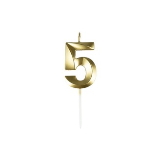 Papírenské zboží - Svíčka číslo 5 – zlatá [1 ks]