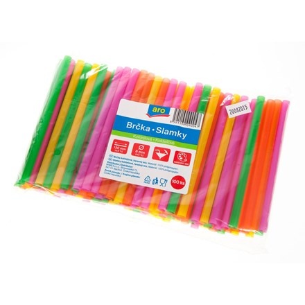 Papírenské zboží - Slámky koktejlové JUMBO plastové mix barev 15 cm, průměr 8 mm [250 ks] (znovu použitelná)