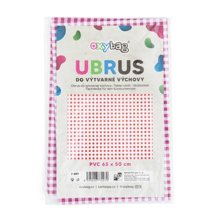 Papírenské zboží - Ubrus do výtvarné výchovy 65x50cm červeno-bílé kostky