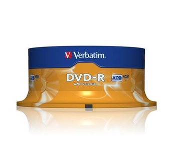 Papírenské zboží - DVD-R 4,7GB, 16x, AZO, Verbatim, 25-cake
