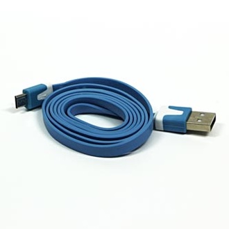 Papírenské zboží - Kabel USB (2.0), USB A M- USB micro M, 1m, plochý, modrý, Logo, blistr
