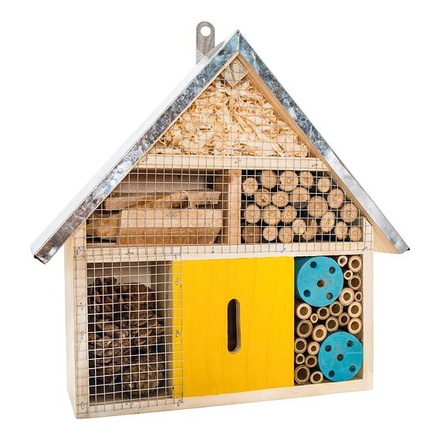 Papírenské zboží - PetBuddy barevná vilka, hotel pro hmyz, 30 x 9 x 27.5 cm, borové dřevo