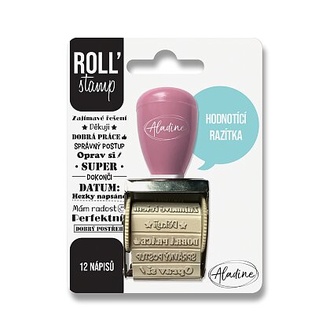 Papírenské zboží - Otočné razítko s nápisy Aladine Roll' Stamp - Hodnoticí razítka