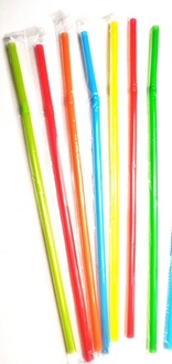 Papírenské zboží - Slámky plastové flexibilní hygienicky balené 24 cm, průměr 5mm [100 ks] (znovu použitelná)