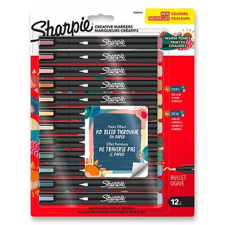Papírenské zboží - Akrylový popisovač Sharpie Acrylic Marker Bullet Fine Warm Tones - 12ks