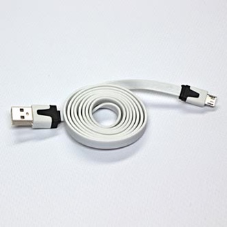 Papírenské zboží - Kabel USB (2.0), USB A M- USB micro M, 1m, plochý, bílý
