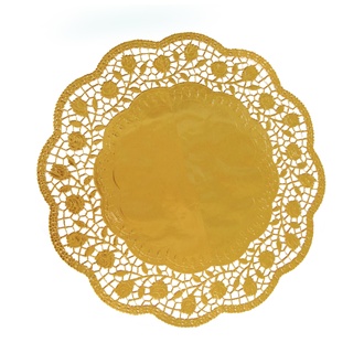 Papírenské zboží - Dekorativní krajky kulaté, zlaté průměr 36 cm [4 ks]