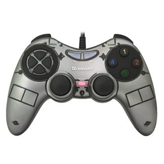 Papírenské zboží - Gamepad Defender Zoom, 10tl., USB, šedý, vibrační, Windows XP/VISTA/7/8/10