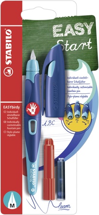 Papírenské zboží - Plnicí pero pro praváky se standardním hrotem M - STABILO EASYbirdy tmavě modrá/azurová