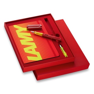 Papírenské zboží - Lamy AL-star Glossy Red plnicí pero, dárková sada se zápisníkem