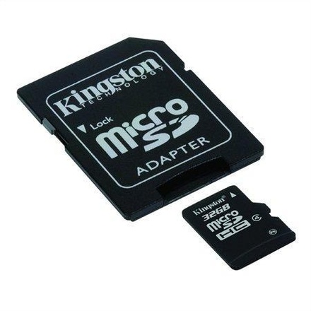 Papírenské zboží - Paměťová karta Micro SD, 32GB, Class 4, s adaptérem, KINGSTON