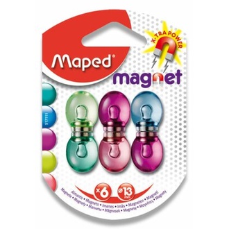 Papírenské zboží - Silné magnety Maped - průměr 13 mm - mix barev, 6 ks