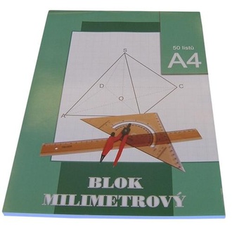 Papírenské zboží - Milimetrový papír A4 50 listů blok