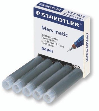 Papírenské zboží - Technická tuš v bombičkách "Mars Matic", černá, STAEDTLER