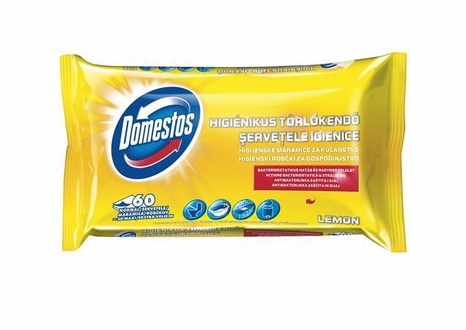 Papírenské zboží - Čisticí ubrousky, citrón, 60ks, DOMESTOS