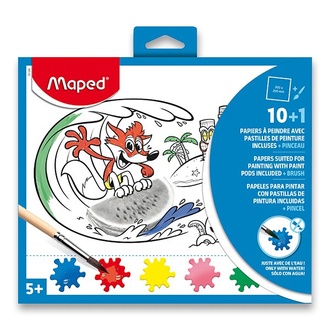 Papírenské zboží - Omalovánky Maped s paletou barev a štětcem 200 x 240 mm, mix motivů