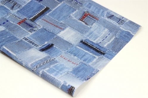 Papírenské zboží - Balící papír Standard 70x100cm Jeans modré záplaty