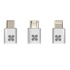 Papírenské zboží - USB kabel (2.0), USB A M - microUSB M + Apple Lightning M + USB C M, 1.2m, okrągły, srebrny, Promate, Oplot, Trio