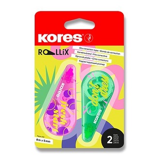 Papírenské zboží - Korekční strojek Kores ROLLiX, 8 m x 5 mm, mix barev [2 ks]